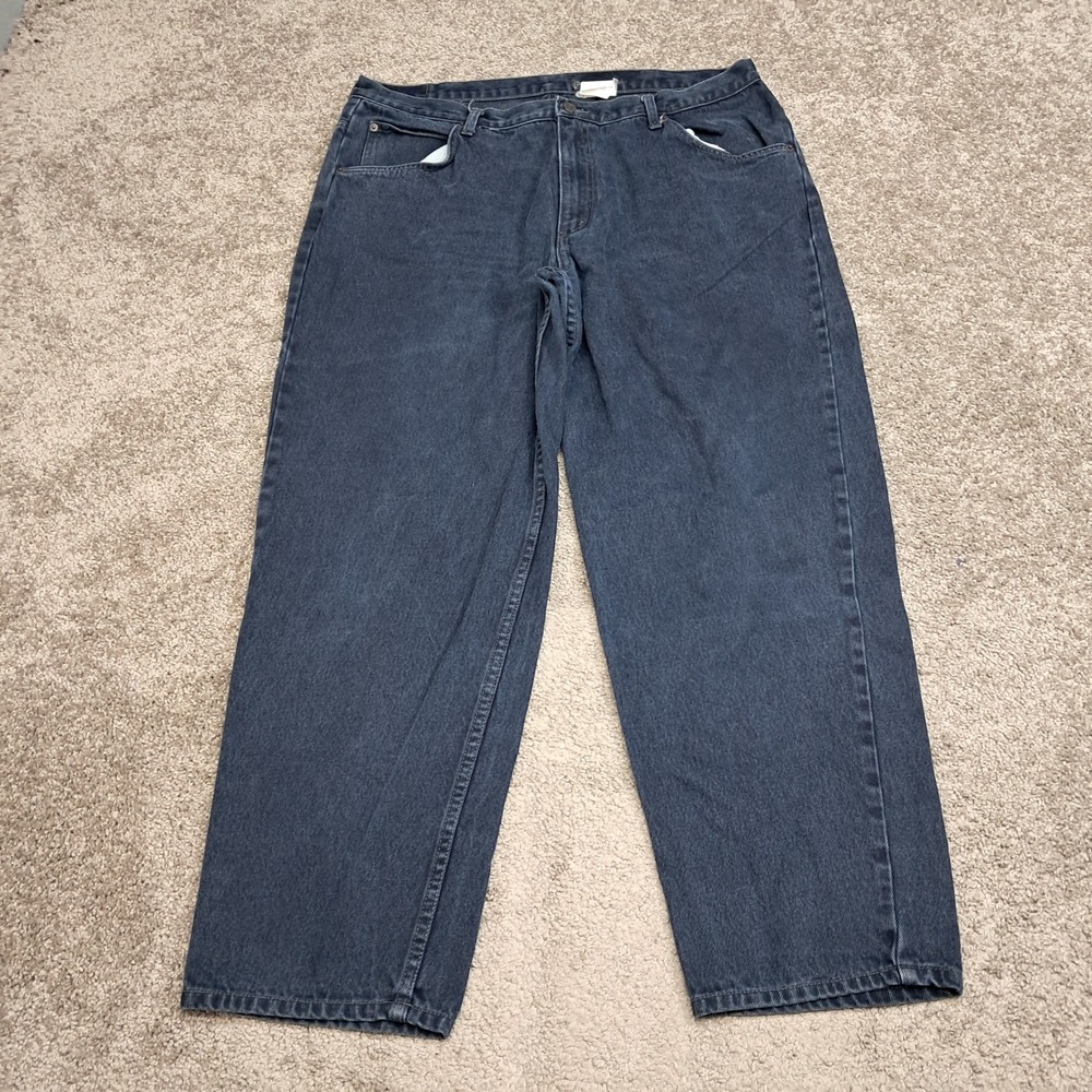 Brittania Loose Fit Jeans Dark Wash Cotton High Rise Straight Leg Blue